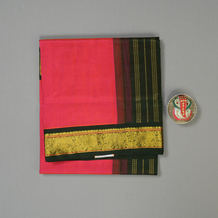 Hayagrivas Orangish Pink Pure Silk Cotton Saree KBE783H1-2