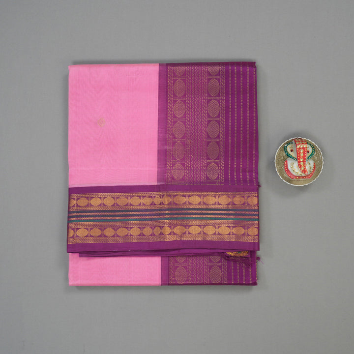 Hayagrivas Pure Silk Cotton Saree in Baby Pink with Purple border KBE783H2-18