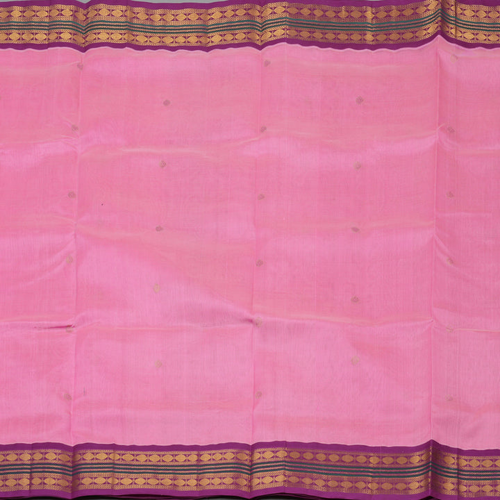 Hayagrivas Pure Silk Cotton Saree in Baby Pink with Purple border KBE783H2-18