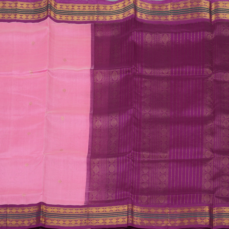 Hayagrivas Pure Silk Cotton Saree in Baby Pink with Purple border KBE783H2-18