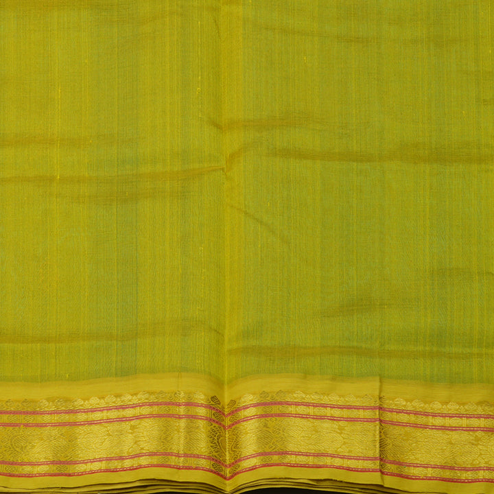 Hayagrivas Handloom Pure Sea Green Silk Cotton Saree with Lemon Yellow Border KBE783H2-51