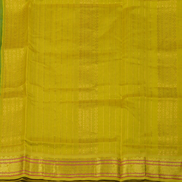 Hayagrivas Handloom Pure Sea Green Silk Cotton Saree with Lemon Yellow Border KBE783H2-51