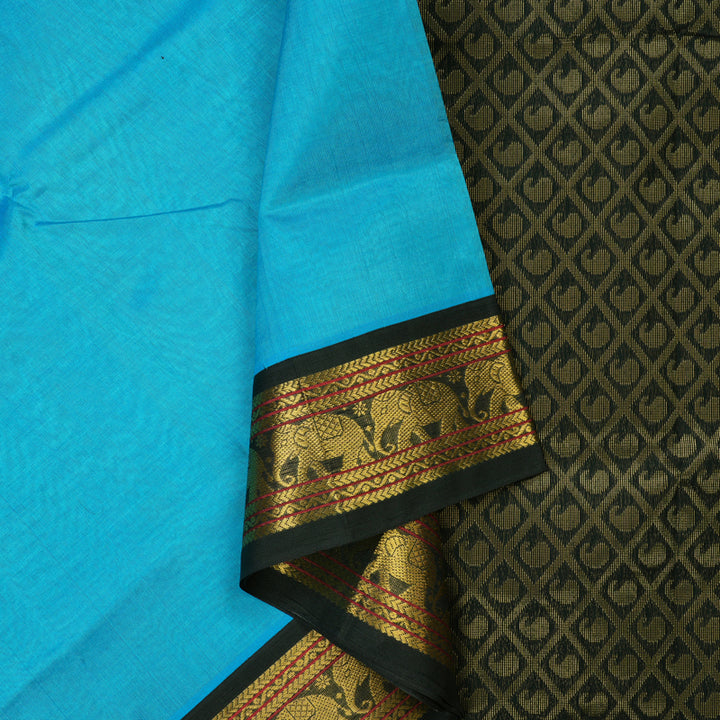 Hayagrivas Sky Blue Pure Silk Cotton Saree KBE783H3-15
