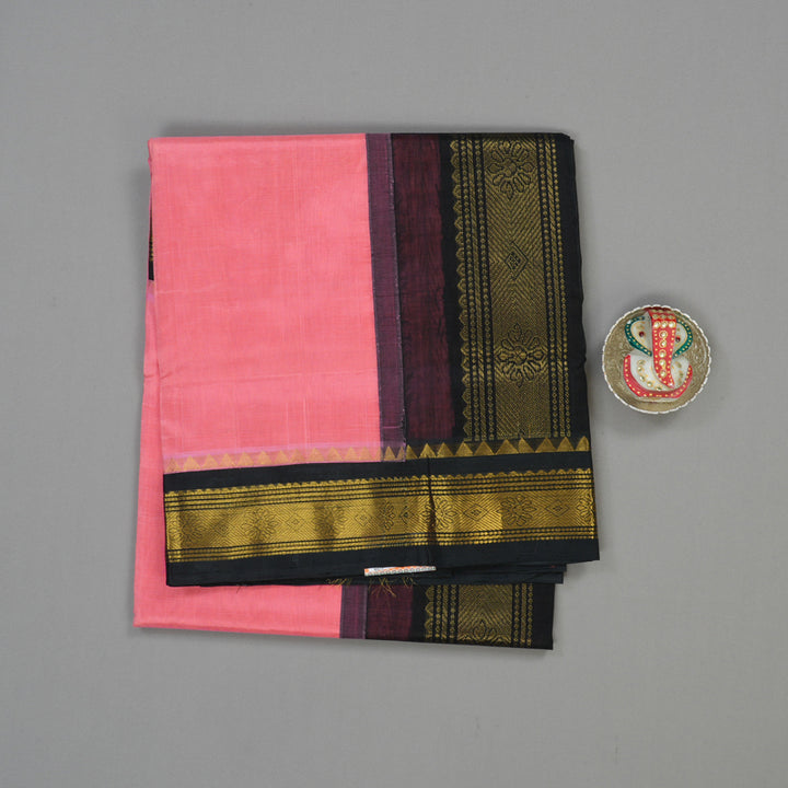 Hayagrivas Bright Pink Pure Silk Cotton Saree with Black border KBE783H3-24