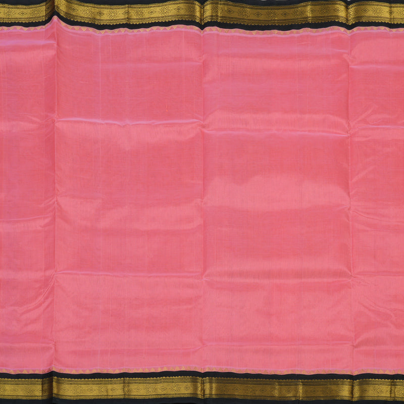 Hayagrivas Bright Pink Pure Silk Cotton Saree with Black border KBE783H3-24