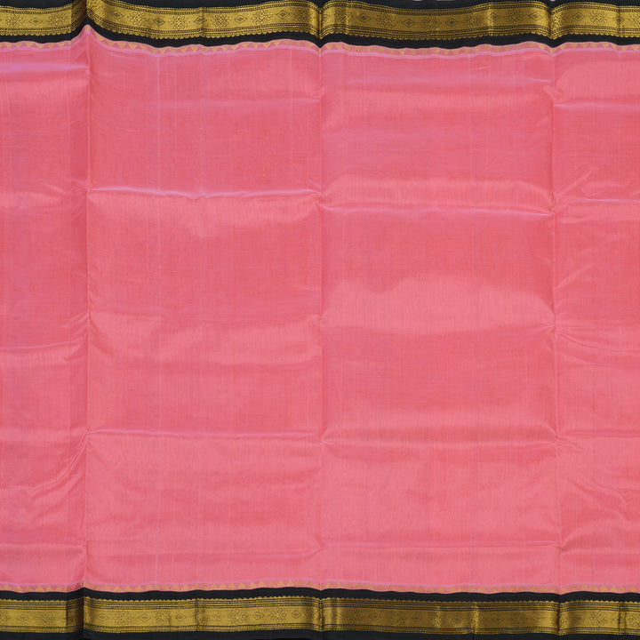 Hayagrivas Bright Pink Pure Silk Cotton Saree with Black border KBE783H3-24