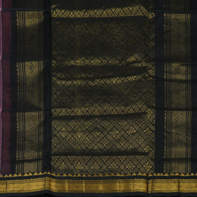 Hayagrivas Bright Pink Pure Silk Cotton Saree with Black border KBE783H3-24