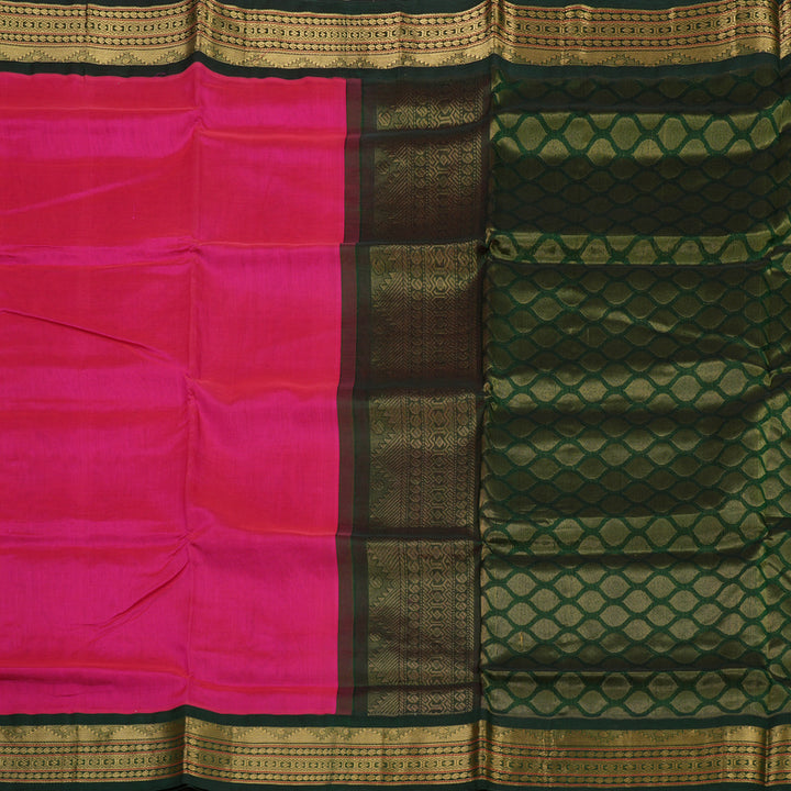 Hayagrivas Magenta Pink Pure Silk Cotton Saree with Karum Pachai Border KBE783H3-3