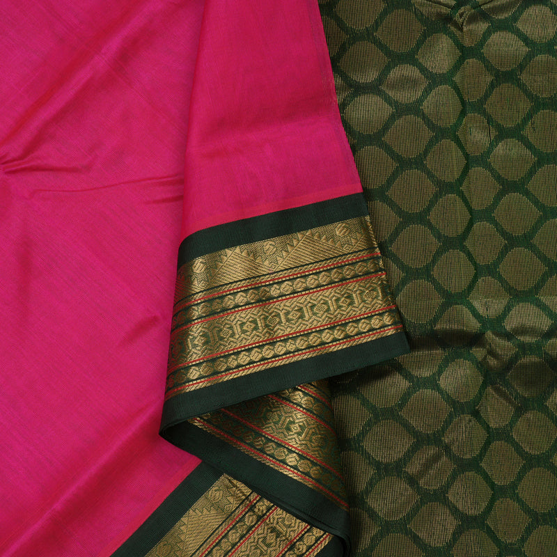 Hayagrivas Magenta Pink Pure Silk Cotton Saree with Karum Pachai Border KBE783H3-3