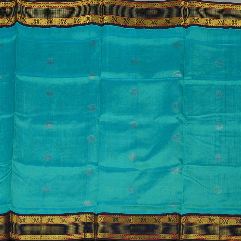 Hayagrivas Handloom Sea Blue Pure Silk Cotton Saree with Nagapazham Shade Border KBE783H4-21