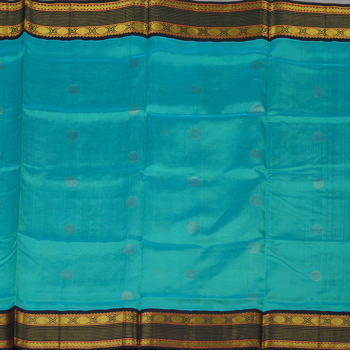 Hayagrivas Handloom Sea Blue Pure Silk Cotton Saree with Nagapazham Shade Border KBE783H4-21
