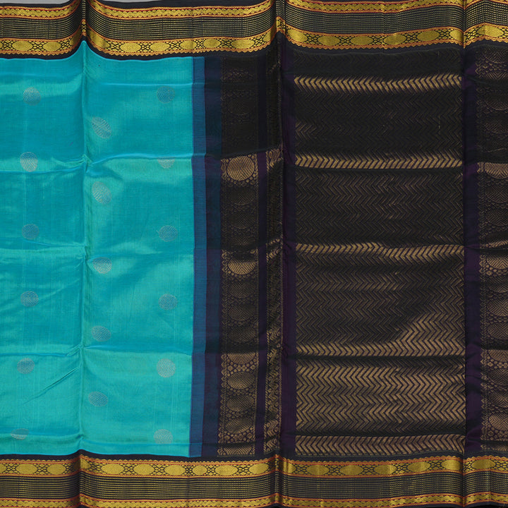 Hayagrivas Handloom Sea Blue Pure Silk Cotton Saree with Nagapazham Shade Border KBE783H4-21