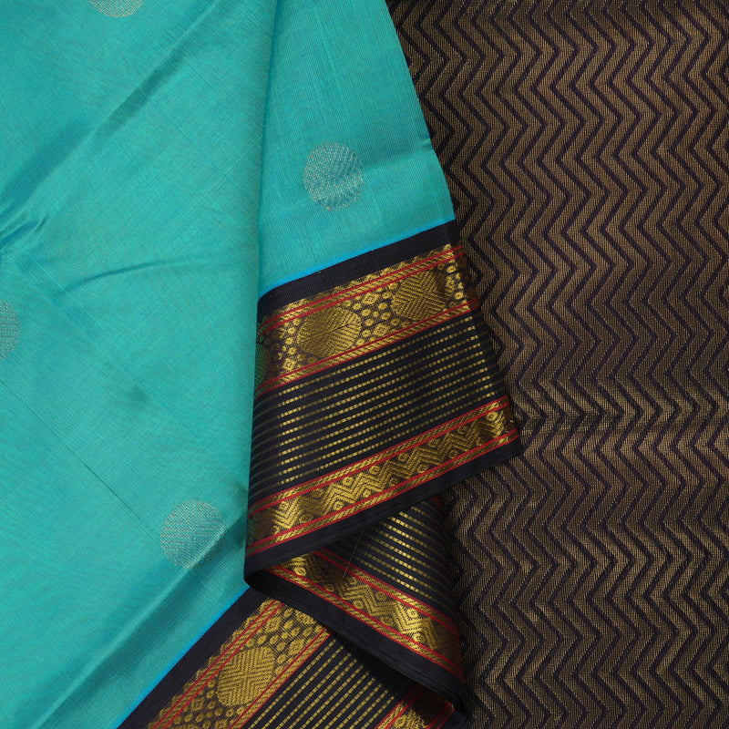 Hayagrivas Handloom Sea Blue Pure Silk Cotton Saree with Nagapazham Shade Border KBE783H4-21