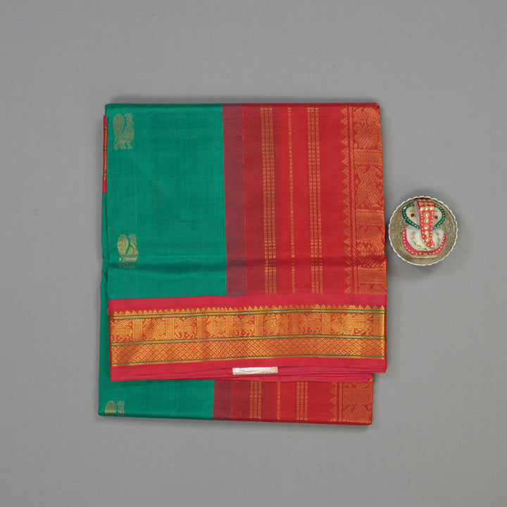 Hayagrivas Sea Green Pure Silk Cotton Saree with Red border KBE783H4-29
