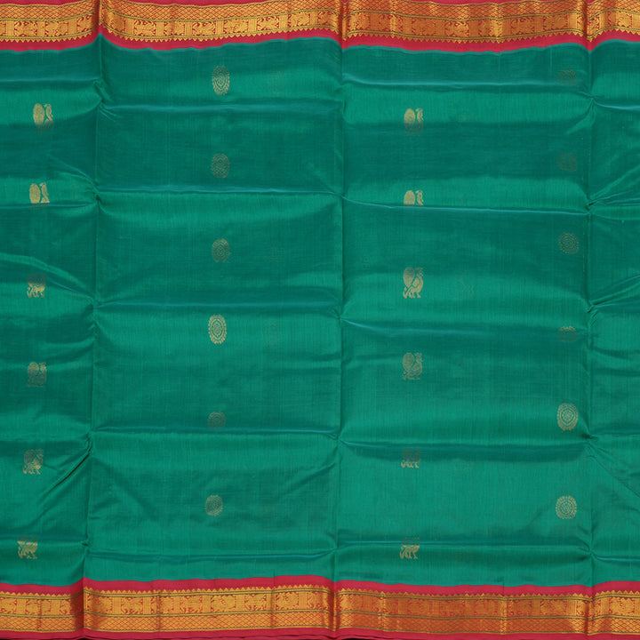 Hayagrivas Sea Green Pure Silk Cotton Saree with Red border KBE783H4-29