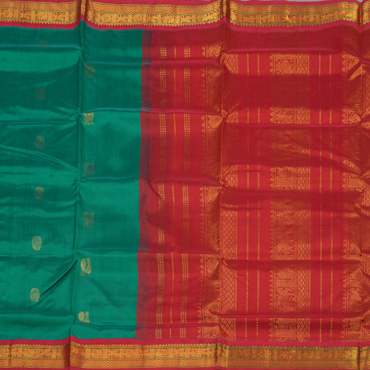 Hayagrivas Sea Green Pure Silk Cotton Saree with Red border KBE783H4-29
