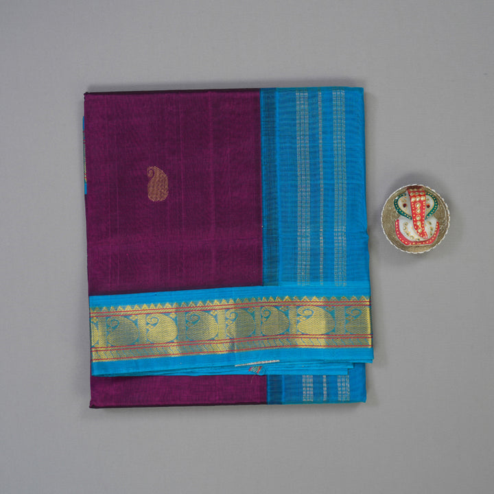 Hayagrivas Wine Purple Pure Silk Cotton Saree KBE783H4-4