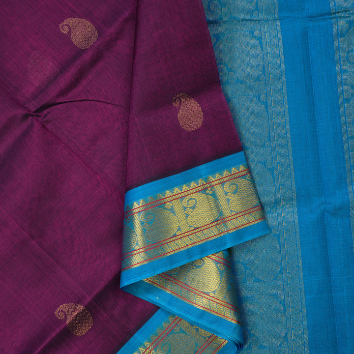 Hayagrivas Wine Purple Pure Silk Cotton Saree KBE783H4-4