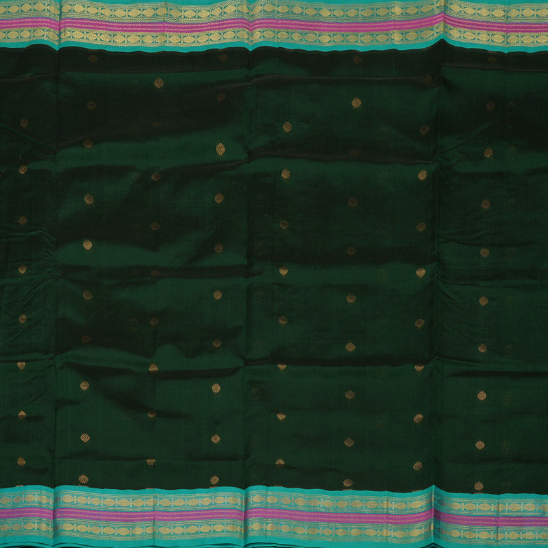 Hayagrivas Handloom Karum Pachai Pure Silk Cotton Saree with Teal Border KBE783H4-53