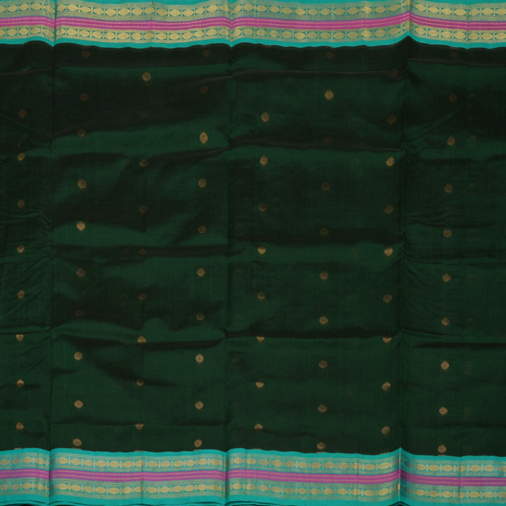 Hayagrivas Handloom Karum Pachai Pure Silk Cotton Saree with Teal Border KBE783H4-53