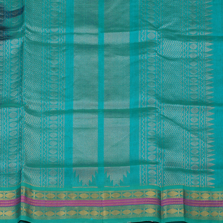Hayagrivas Handloom Karum Pachai Pure Silk Cotton Saree with Teal Border KBE783H4-53