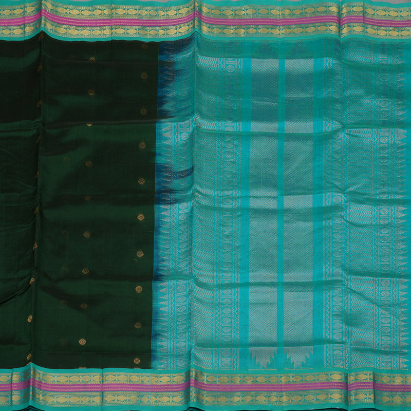 Hayagrivas Handloom Karum Pachai Pure Silk Cotton Saree with Teal Border KBE783H4-53