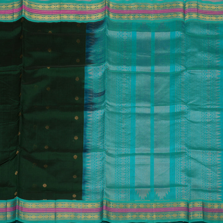 Hayagrivas Handloom Karum Pachai Pure Silk Cotton Saree with Teal Border KBE783H4-53