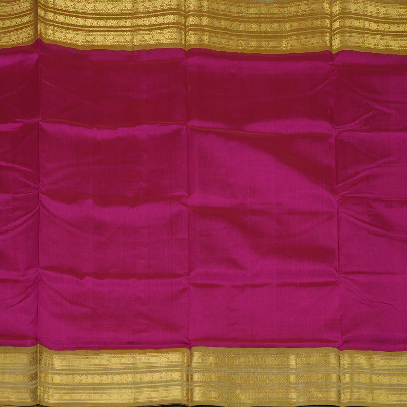 Hayagrivas Handloom Magenta Pure Silk Cotton Saree with Antique Gold Border KBE784H1-3