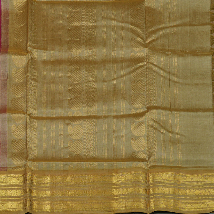 Hayagrivas Handloom Magenta Pure Silk Cotton Saree with Antique Gold Border KBE784H1-3