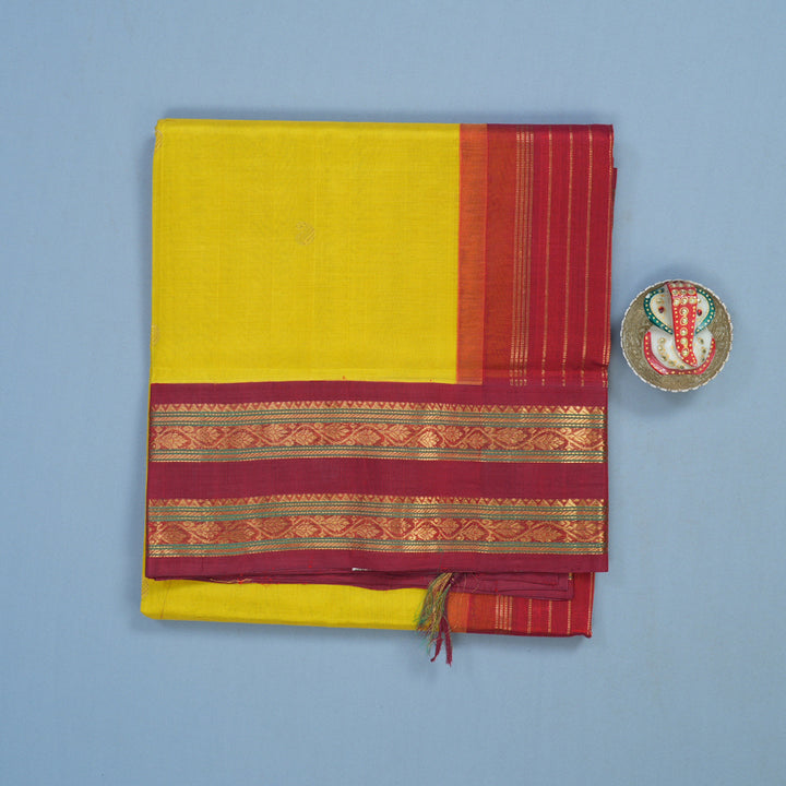 Hayagrivas Lemon Yellow Pure Silk Cotton Saree KBE784H10-2