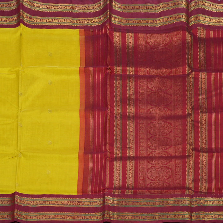 Hayagrivas Lemon Yellow Pure Silk Cotton Saree KBE784H10-2