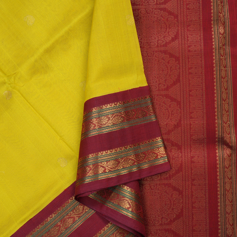 Hayagrivas Lemon Yellow Pure Silk Cotton Saree KBE784H10-2