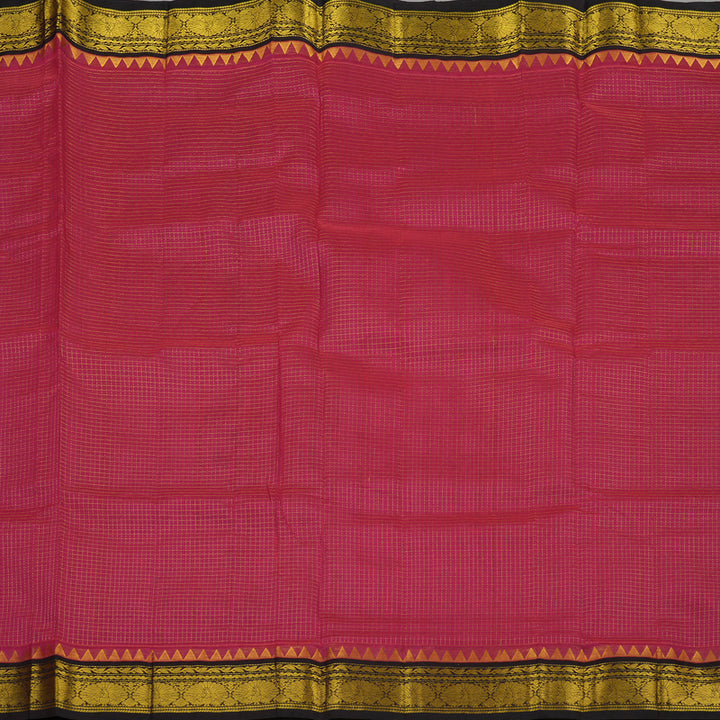 Hayagrivas Handloom Deep Pink Pure Silk Cotton Saree with Black Border KBE784H4-10