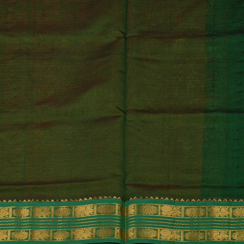 Hayagrivas Handloom Orange Pure Silk Cotton Saree with Green Border KBE784H4-11