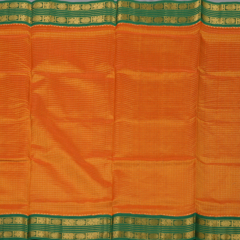 Hayagrivas Handloom Orange Pure Silk Cotton Saree with Green Border KBE784H4-11