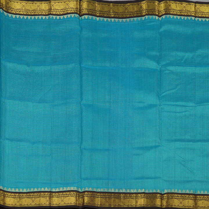 Hayagrivas Sky Blue Pure Cotton Saree with Deep Brown Border KBE784H4-14