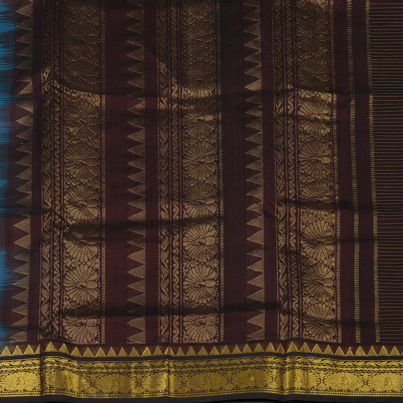 Hayagrivas Sky Blue Pure Cotton Saree with Deep Brown Border KBE784H4-14