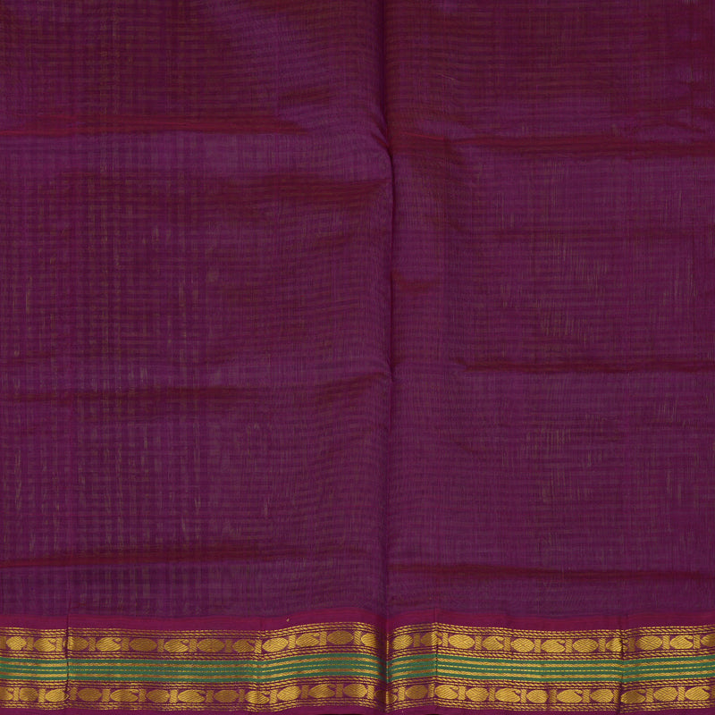 Hayagrivas Green & Black Checks Pure Silk Cotton Saree with Violet border KBE784H6-8