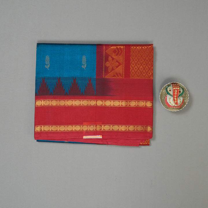 Hayagrivas Peacock Blue Pure Silk Cotton Saree KBE785H3-2