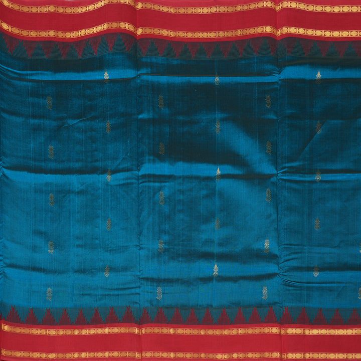 Hayagrivas Peacock Blue Pure Silk Cotton Saree KBE785H3-2