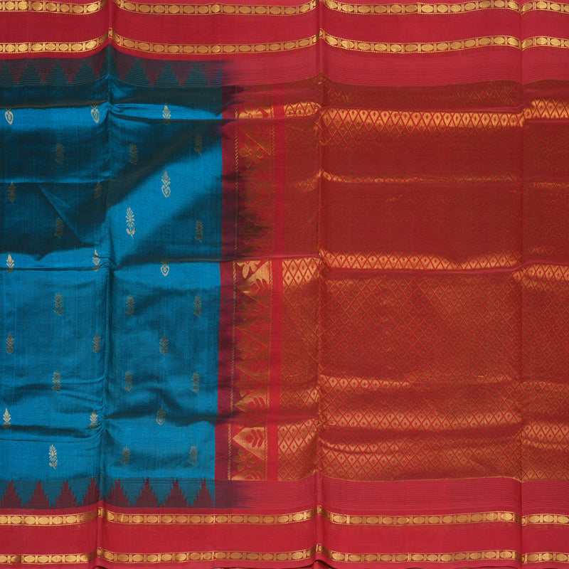 Hayagrivas Peacock Blue Pure Silk Cotton Saree KBE785H3-2