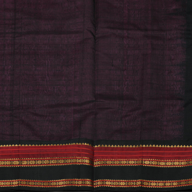 Hayagrivas Handloom Fuchsia Pink Pure Silk Cotton Saree with Black Border KBE785H6-1