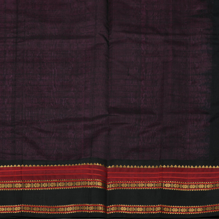 Hayagrivas Handloom Fuchsia Pink Pure Silk Cotton Saree with Black Border KBE785H6-1