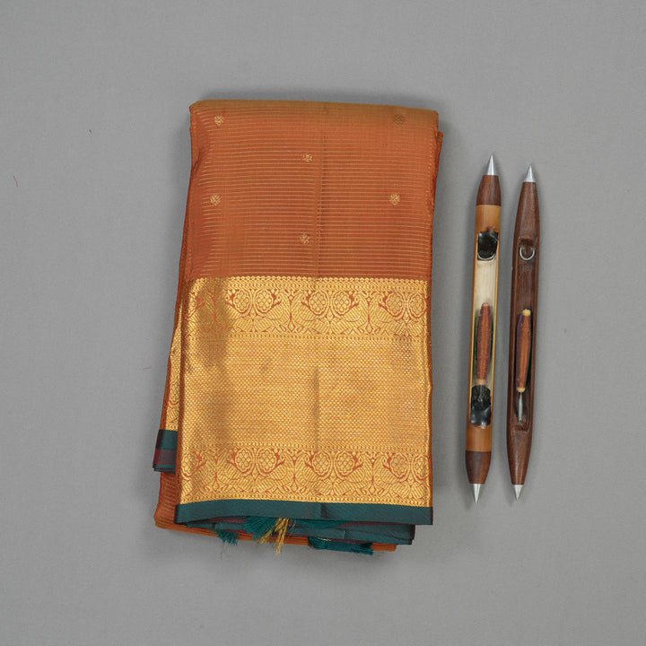 Hayagrivas Handloom Honey Mustard Kanjivaram Silk Saree with Deep Manthalir Edging KBE786H16-2