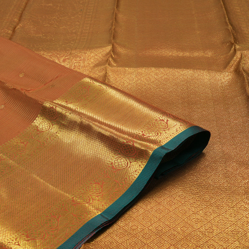 Hayagrivas Handloom Honey Mustard Kanjivaram Silk Saree with Deep Manthalir Edging KBE786H16-2