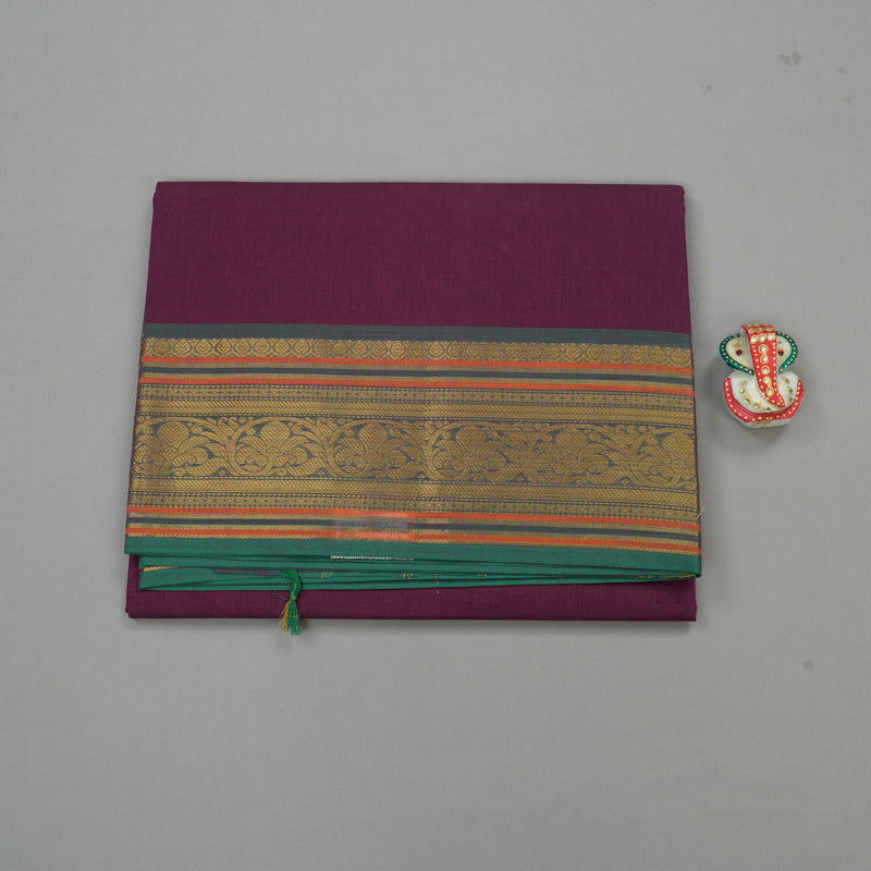 Hayagrivas Handloom Pure Cotton Saree in Vivid Dark Purple KBE78D1-2