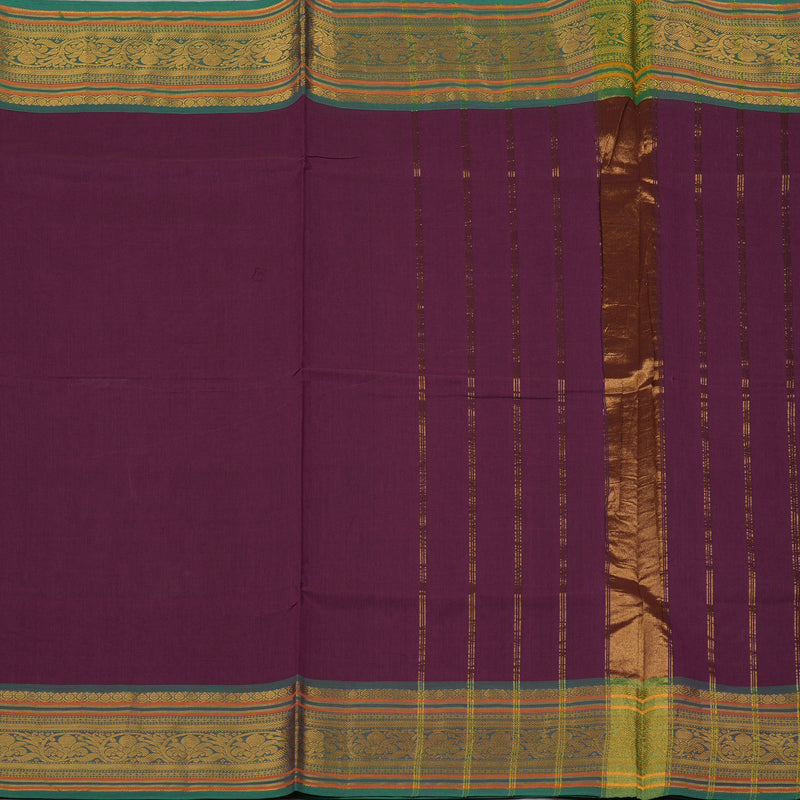 Hayagrivas Handloom Pure Cotton Saree in Vivid Dark Purple KBE78D1-2