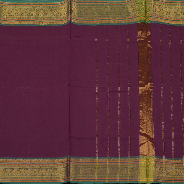 Hayagrivas Handloom Pure Cotton Saree in Vivid Dark Purple KBE78D1-2