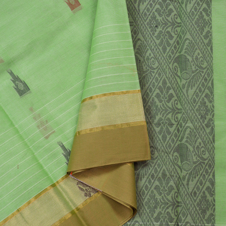 Hayagrivas Handloom Pure Cotton Saree in Regal Apple Green  KBE78D12-21
