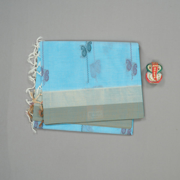 Hayagrivas Handloom Pure Cotton Saree in Bold Sky Blue KBE78D12-28